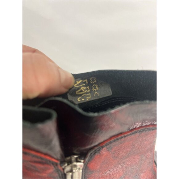 Un Tour en Ville Burgundy Distressed-Look Booties Womens EU Size 37 - Picture 9 of 9